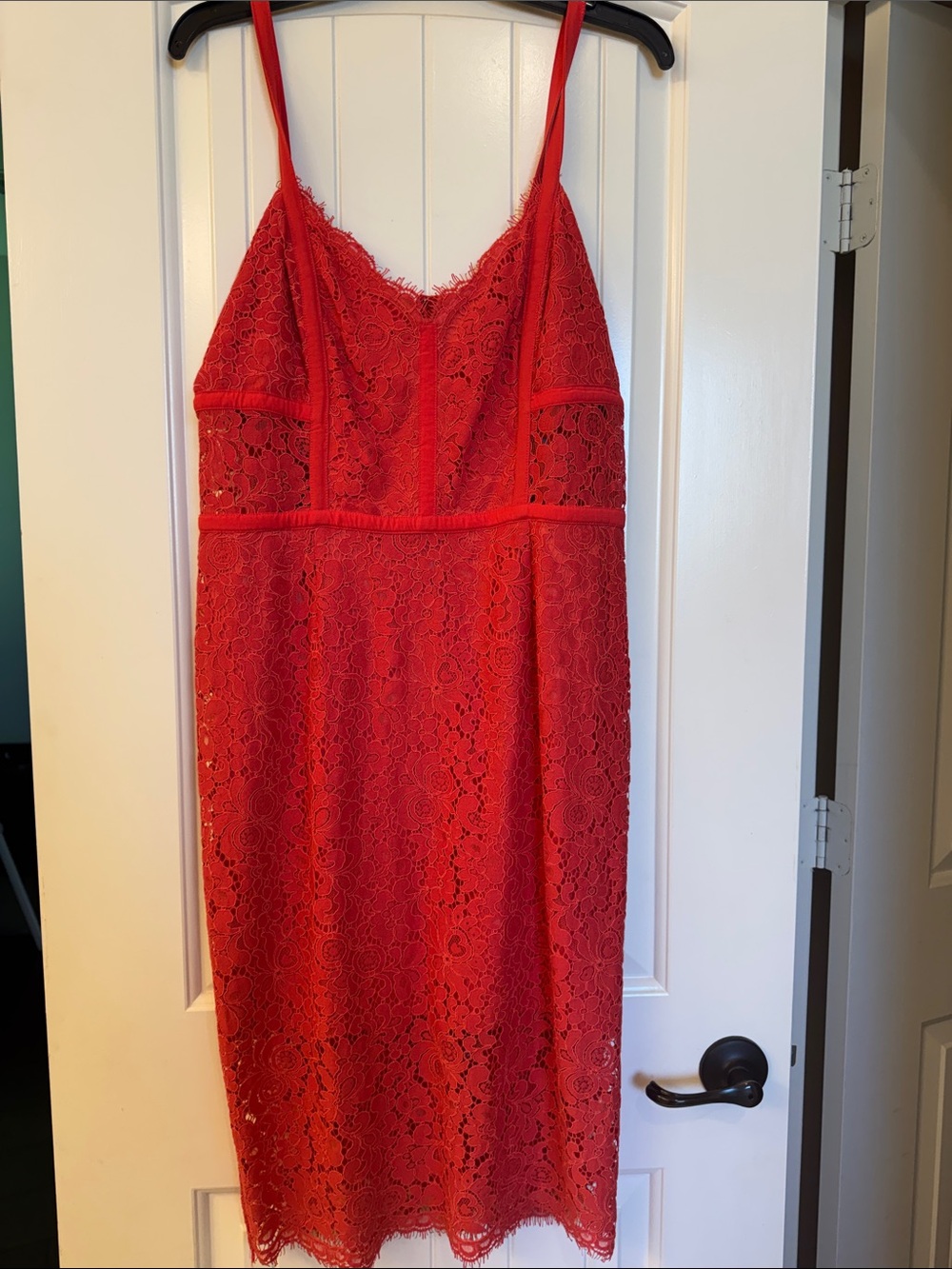 Express Red Lace Midi Slip Dress